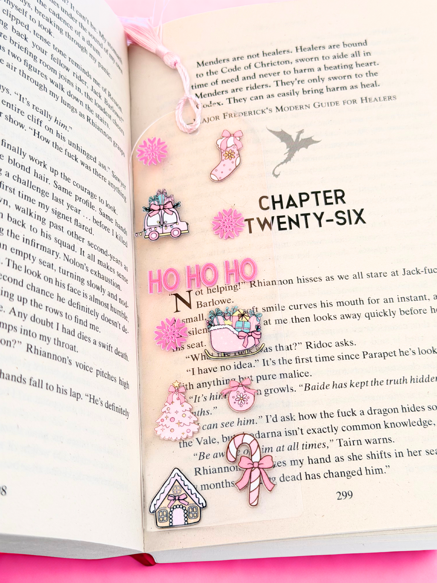 Pink Christmas Bundle – Ho Ho Ho Glass Gift Set with Straw, Socks & Stickers