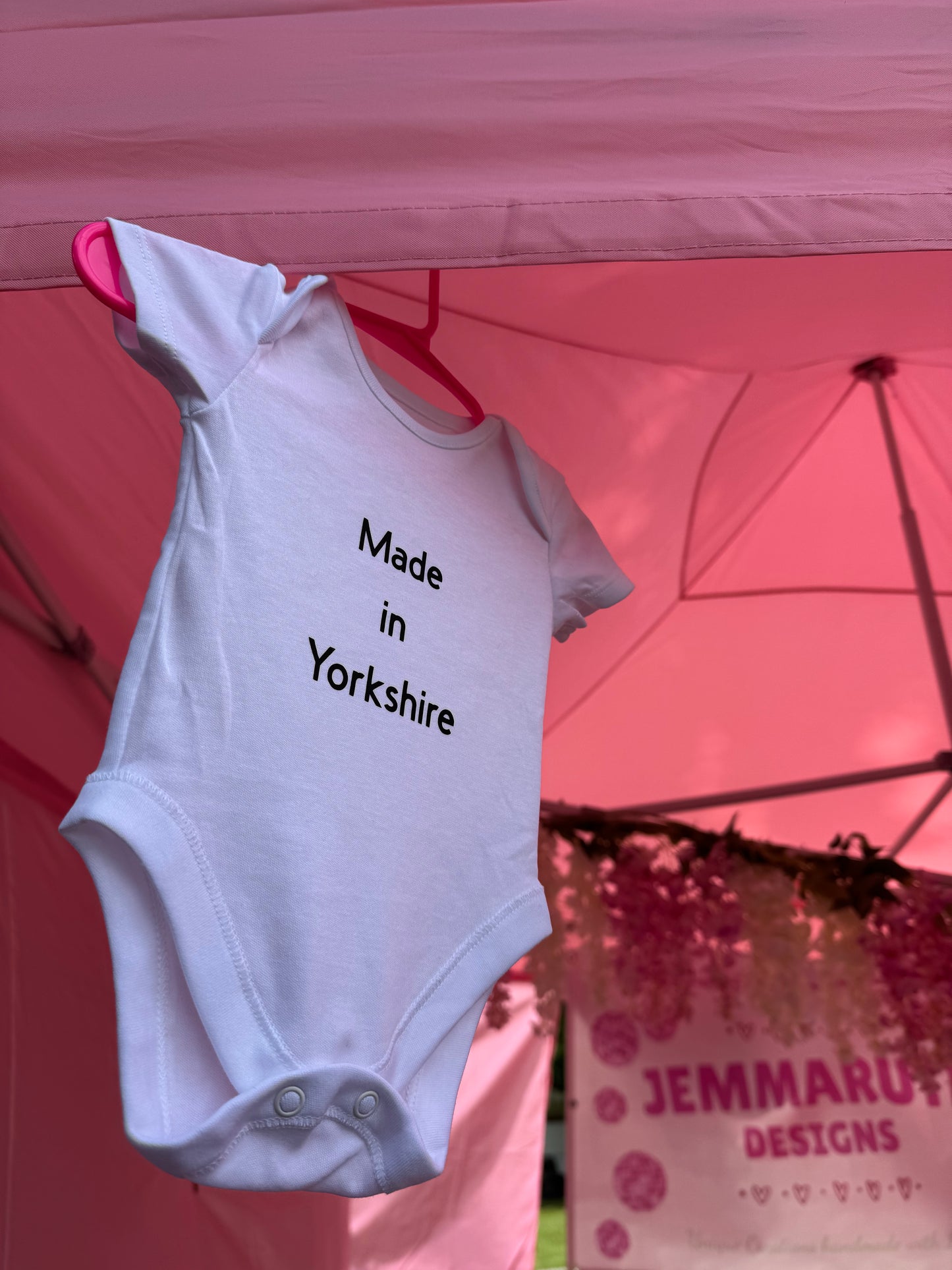 Made in Yorkshire Baby Bodysuit – White with Bold Black Print