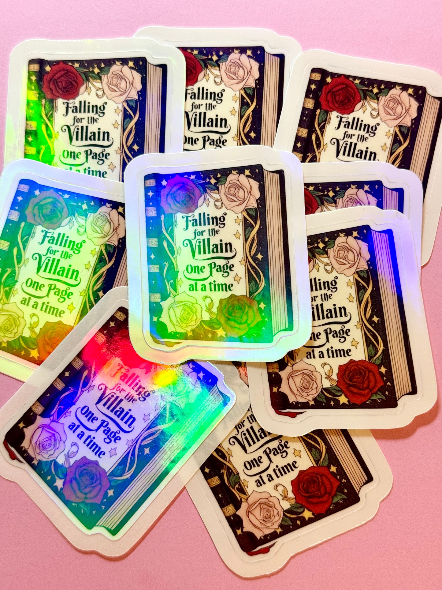 Falling for the Villain Holographic Vinyl Sticker – Fantasy Book Lover Aesthetic
