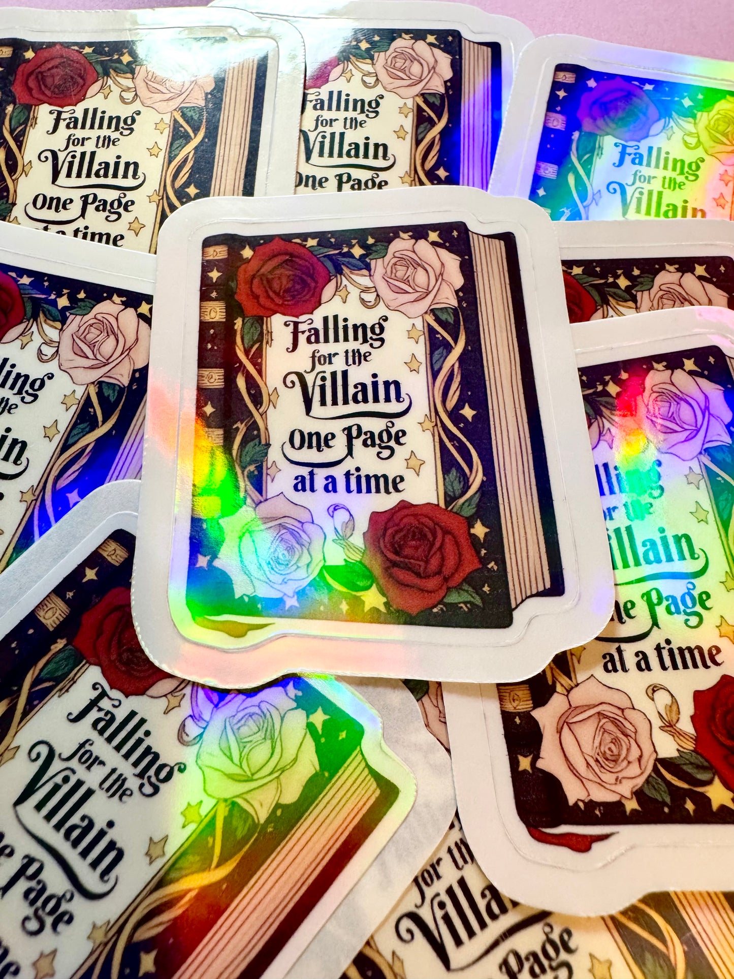 Falling for the Villain Holographic Vinyl Sticker – Fantasy Book Lover Aesthetic