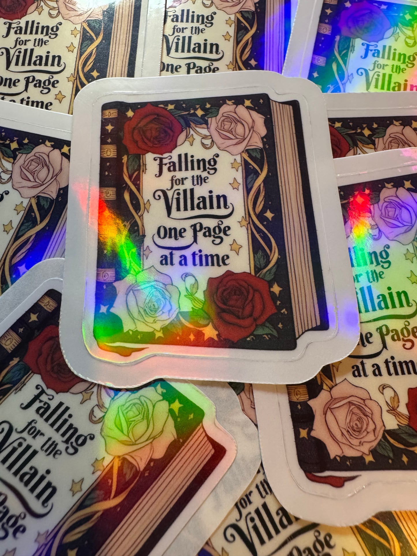 Falling for the Villain Holographic Vinyl Sticker – Fantasy Book Lover Aesthetic