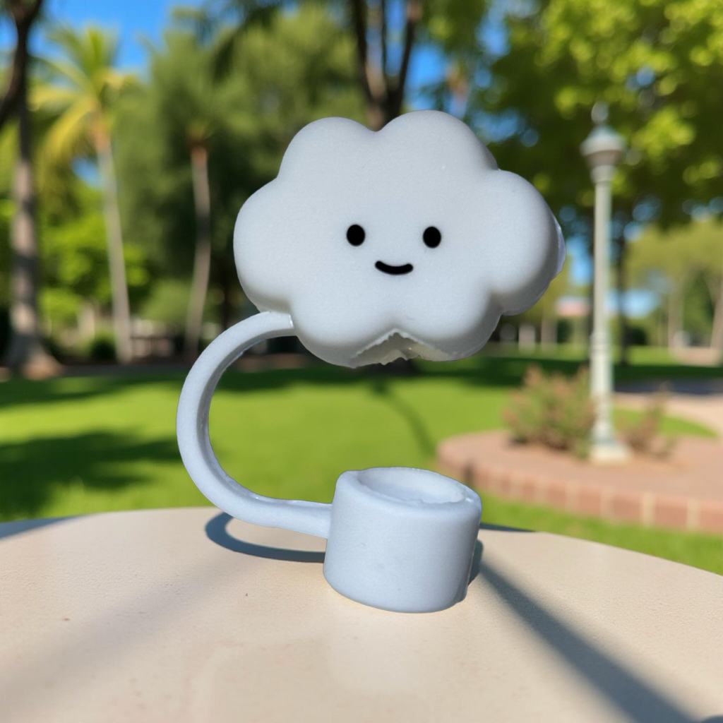 Silicone Straw Cap Cloud Design