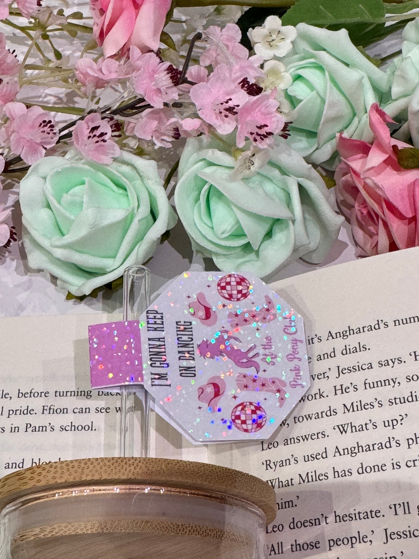 Glass Tumbler with Pink Pony Club detail