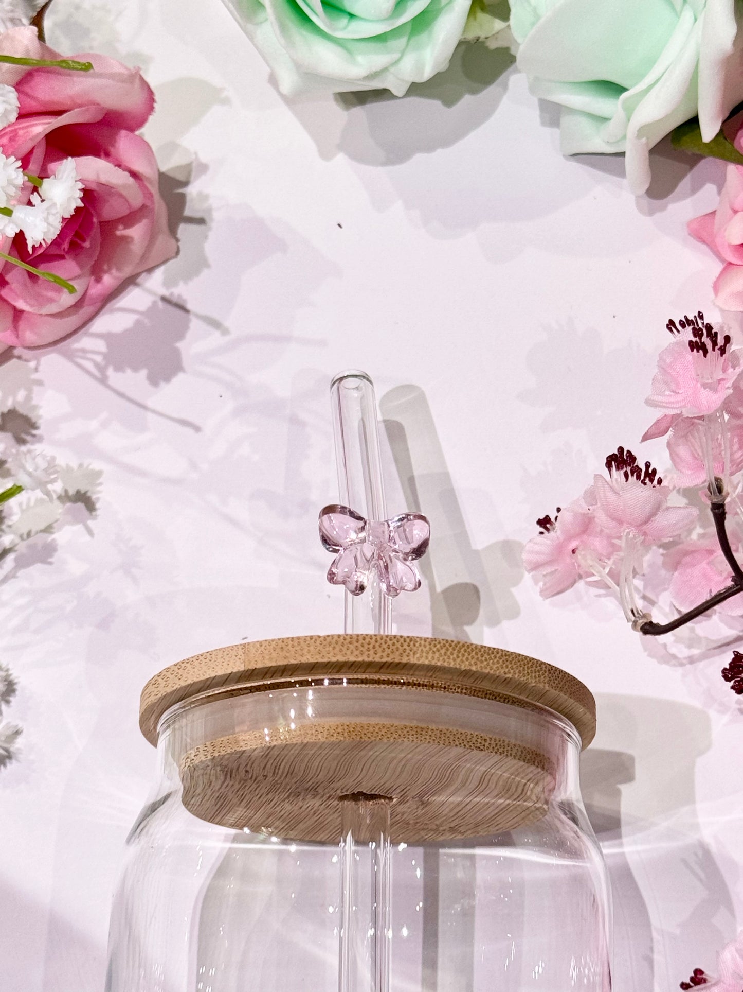 Glass Straw with Bow Detail