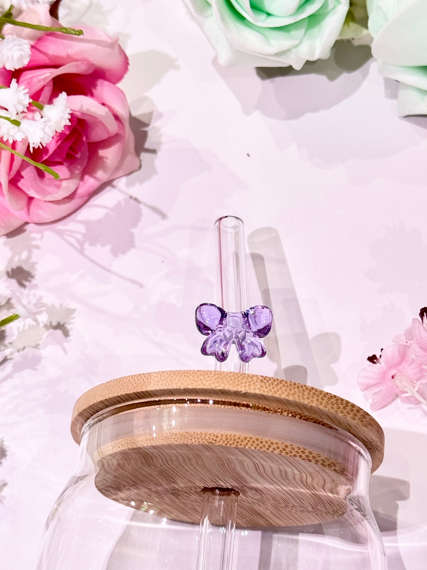 Glass Straw with Bow Detail