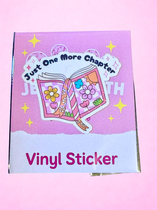 Just One More Chapter Vinyl Sticker – Bookish Pink Waterproof Decal