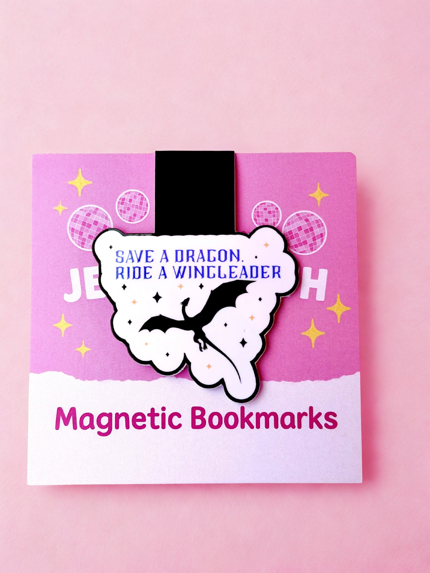 Fantasy dragon magnetic bookmark with romantasy inspired quote for book lovers