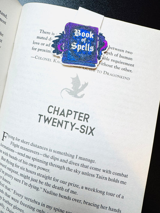 Book of Spells Magnetic Bookmark – Purple Witchy Page Holder
