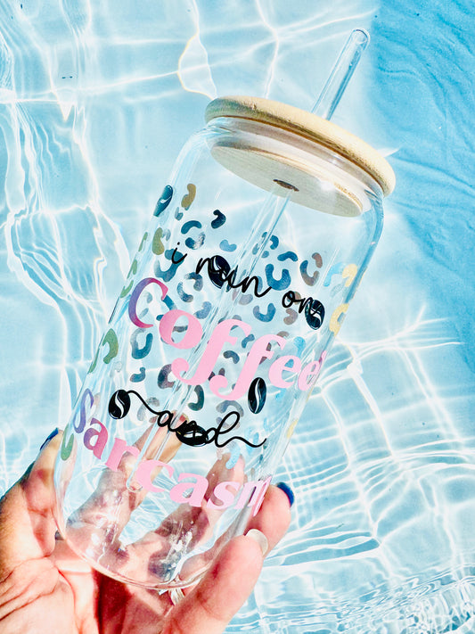 I Run on Iced Coffee & Sarcasm – Glass Tumbler