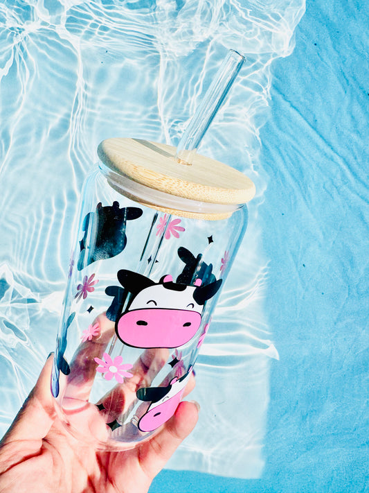 Cow Design Glass Tumbler