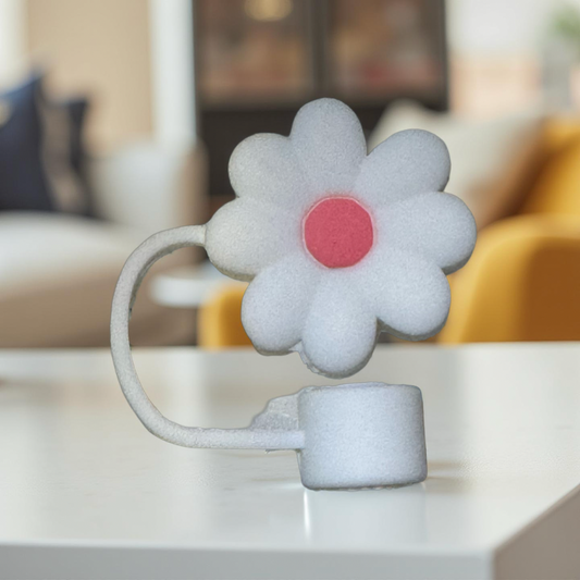 Silicone Straw Cap Flower Design