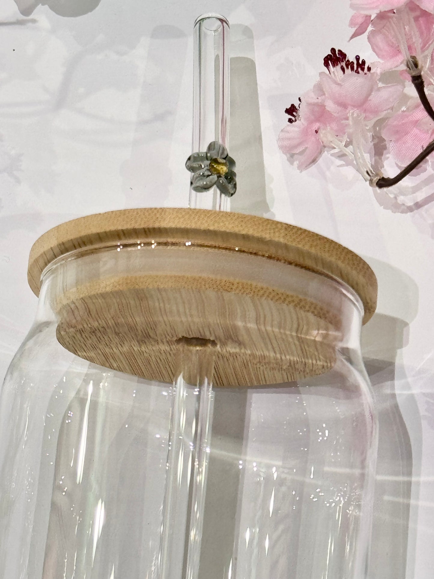 Glass Straw with Flower detail