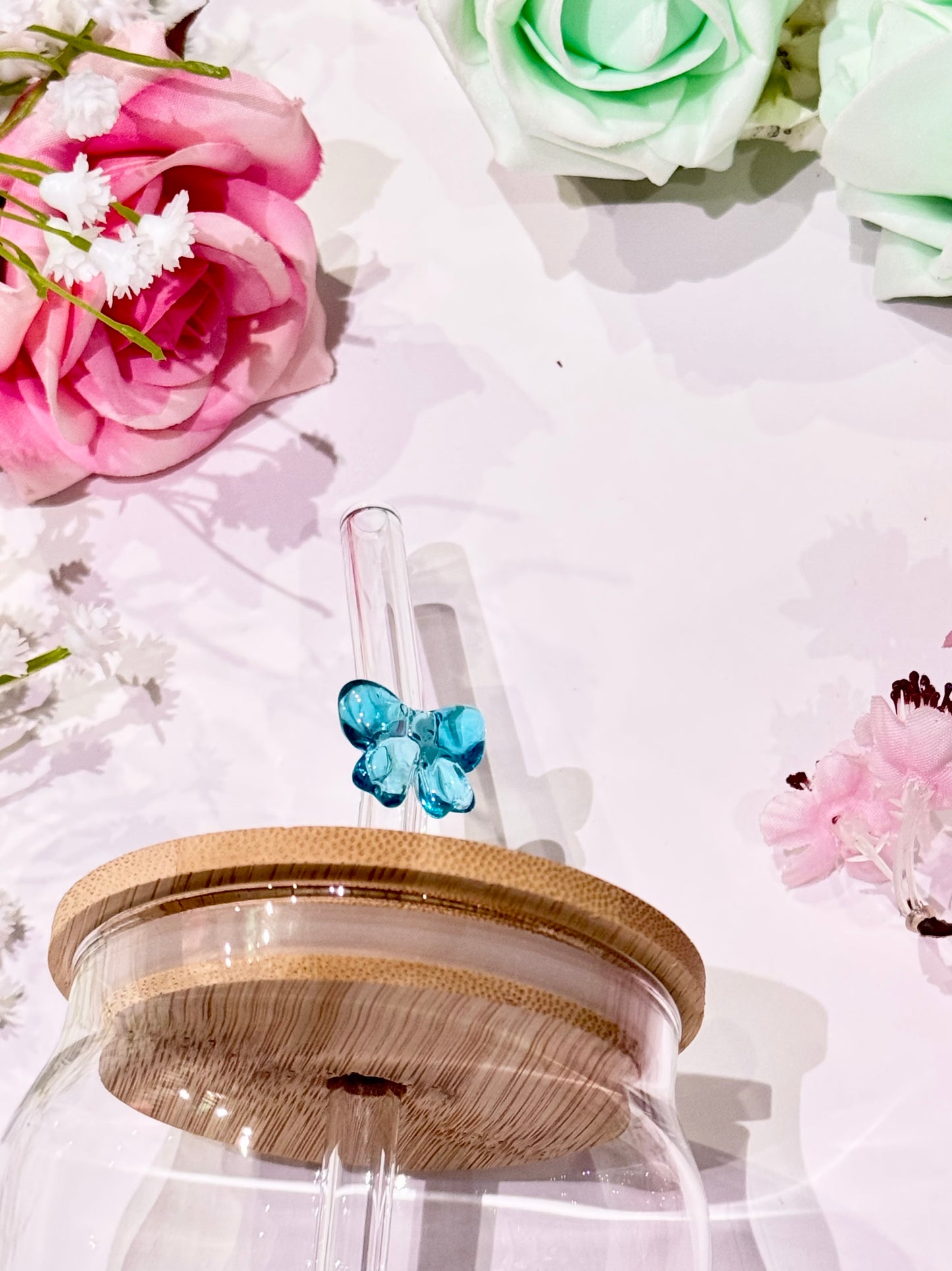 Glass Straw with Bow Detail