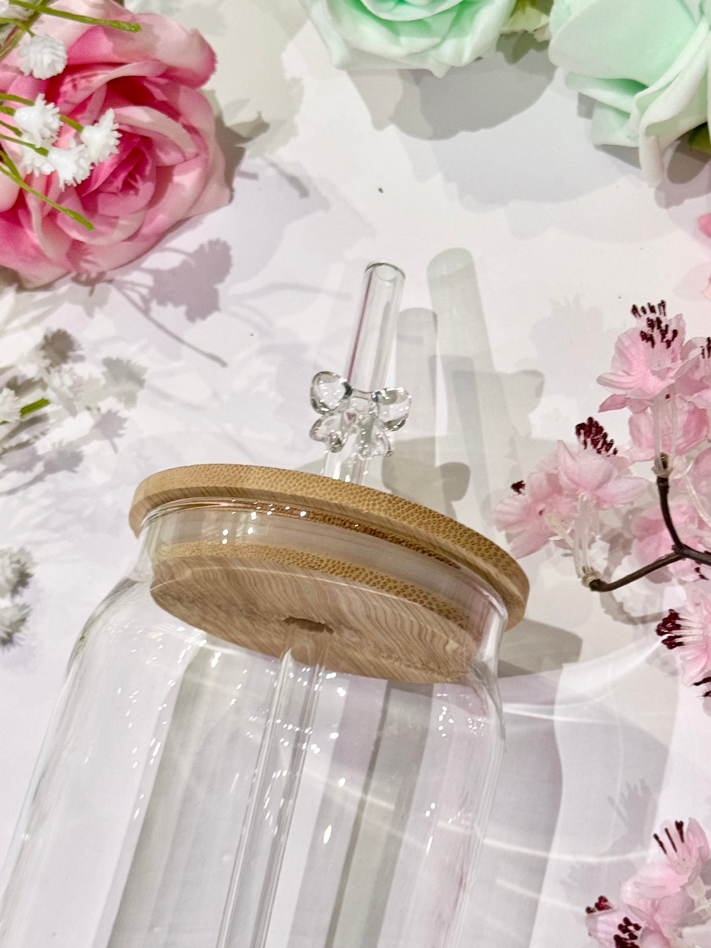 Glass Straw with Bow Detail