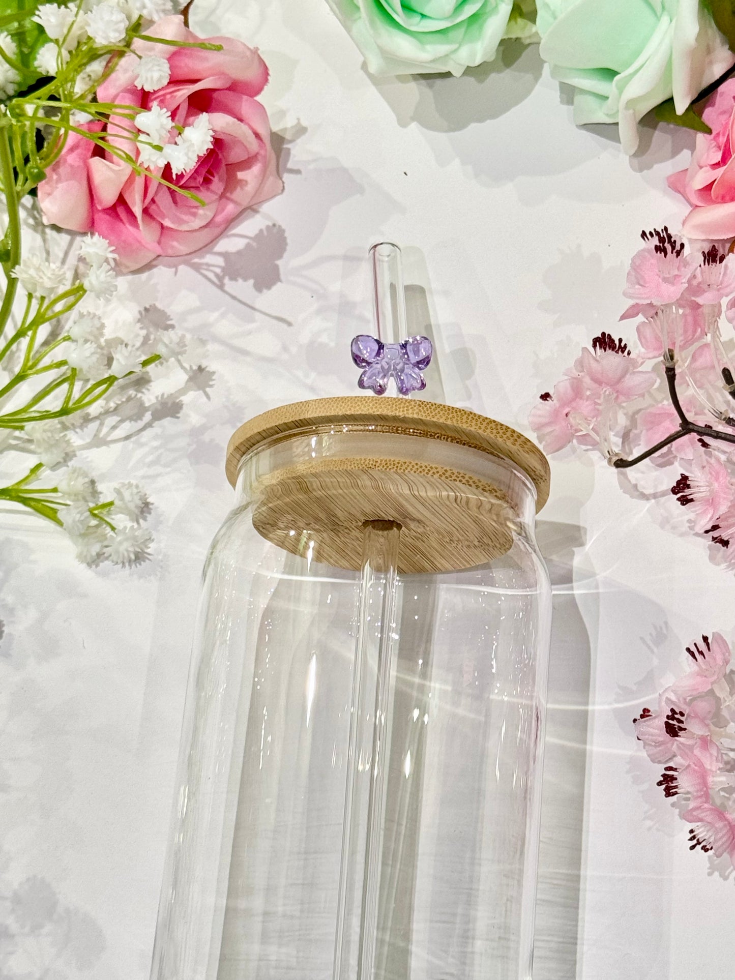 Glass Straw with Bow Detail