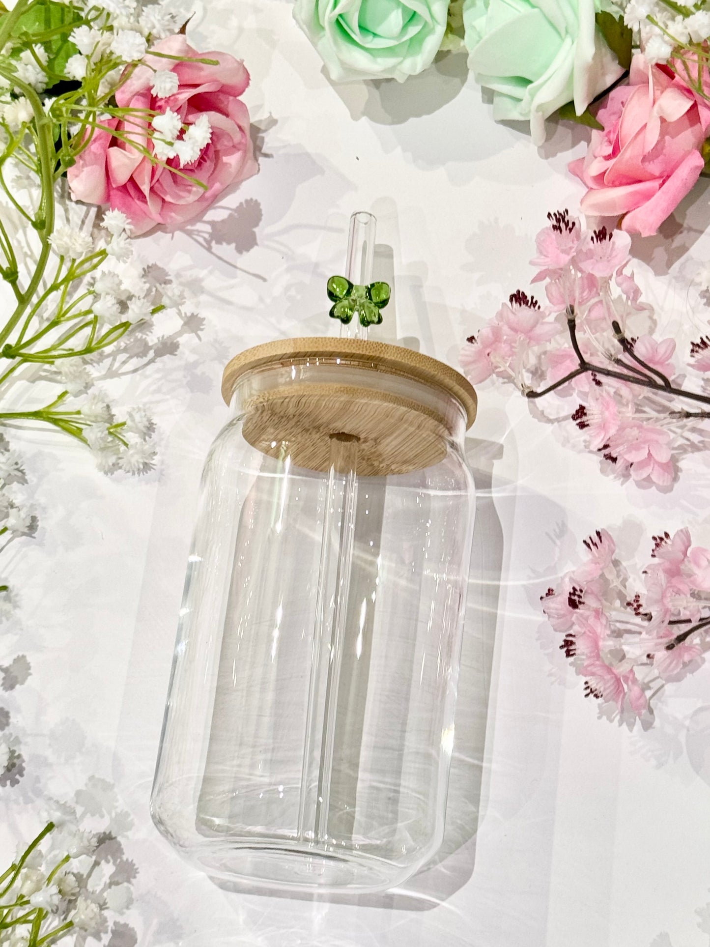Glass Straw with Bow Detail