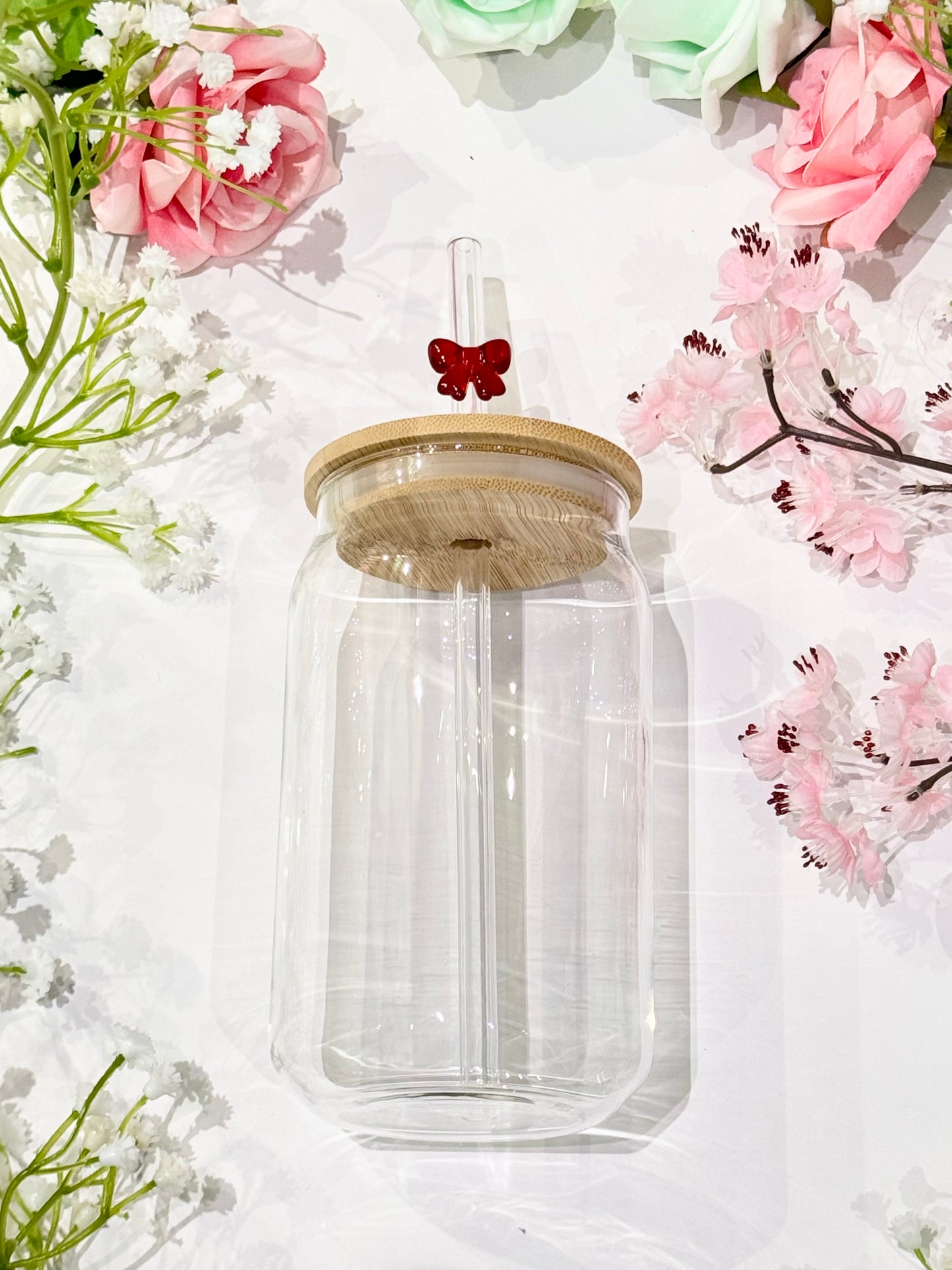 Glass Straw with Bow Detail