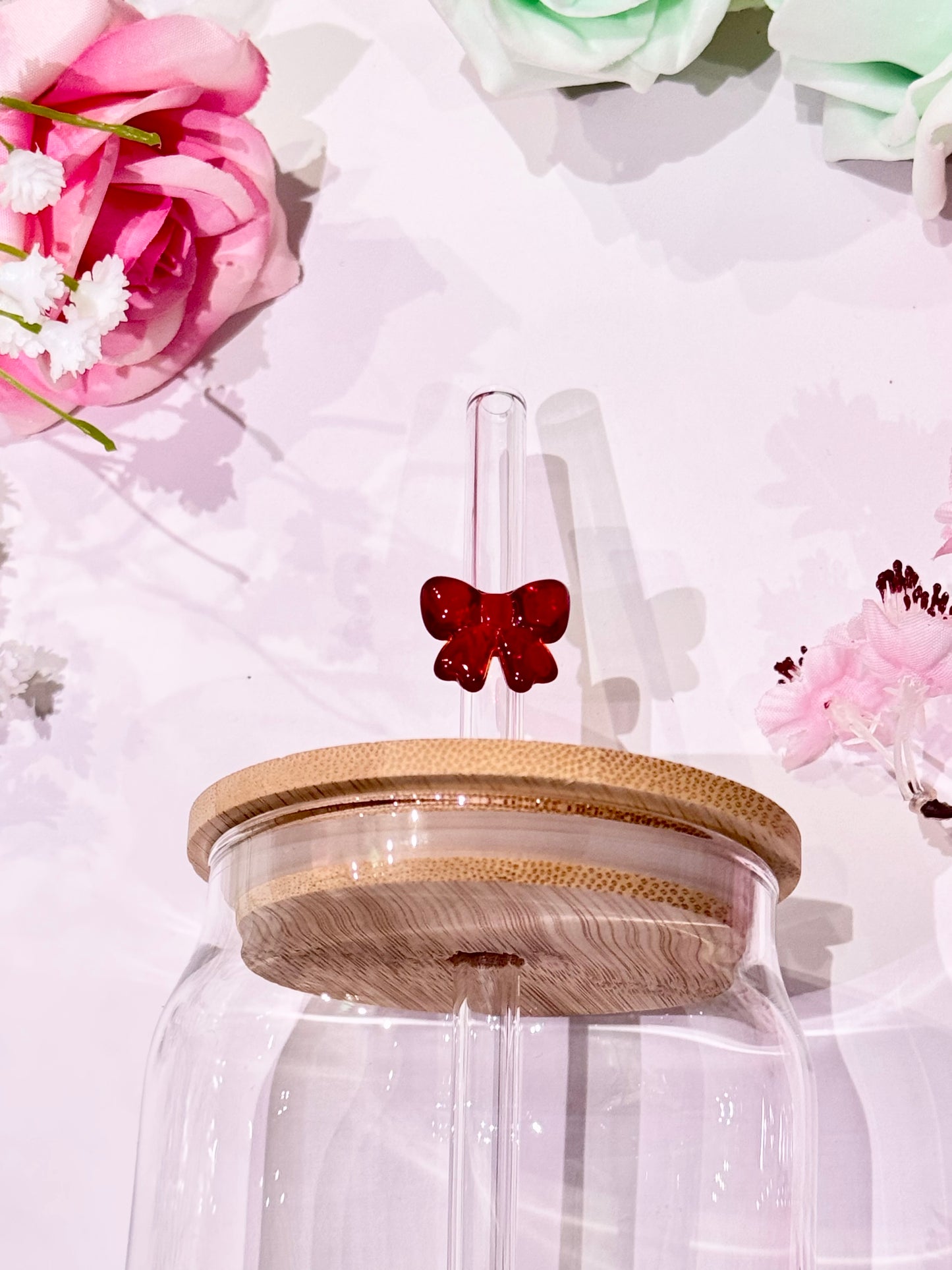 Glass Straw with Bow Detail
