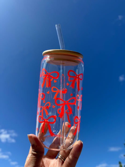 Orange Bows Glass Tumbler