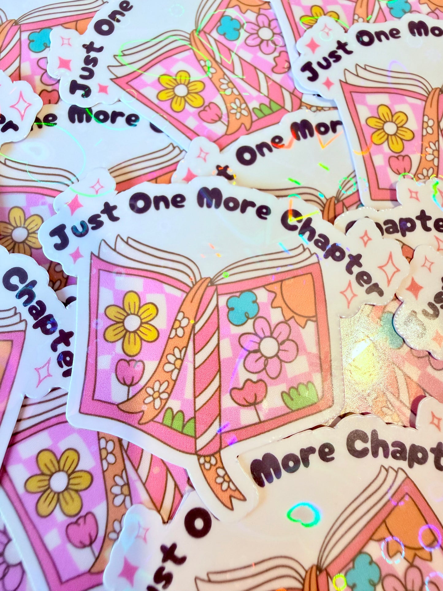 Just One More Chapter Vinyl Sticker – Bookish Pink Waterproof Decal