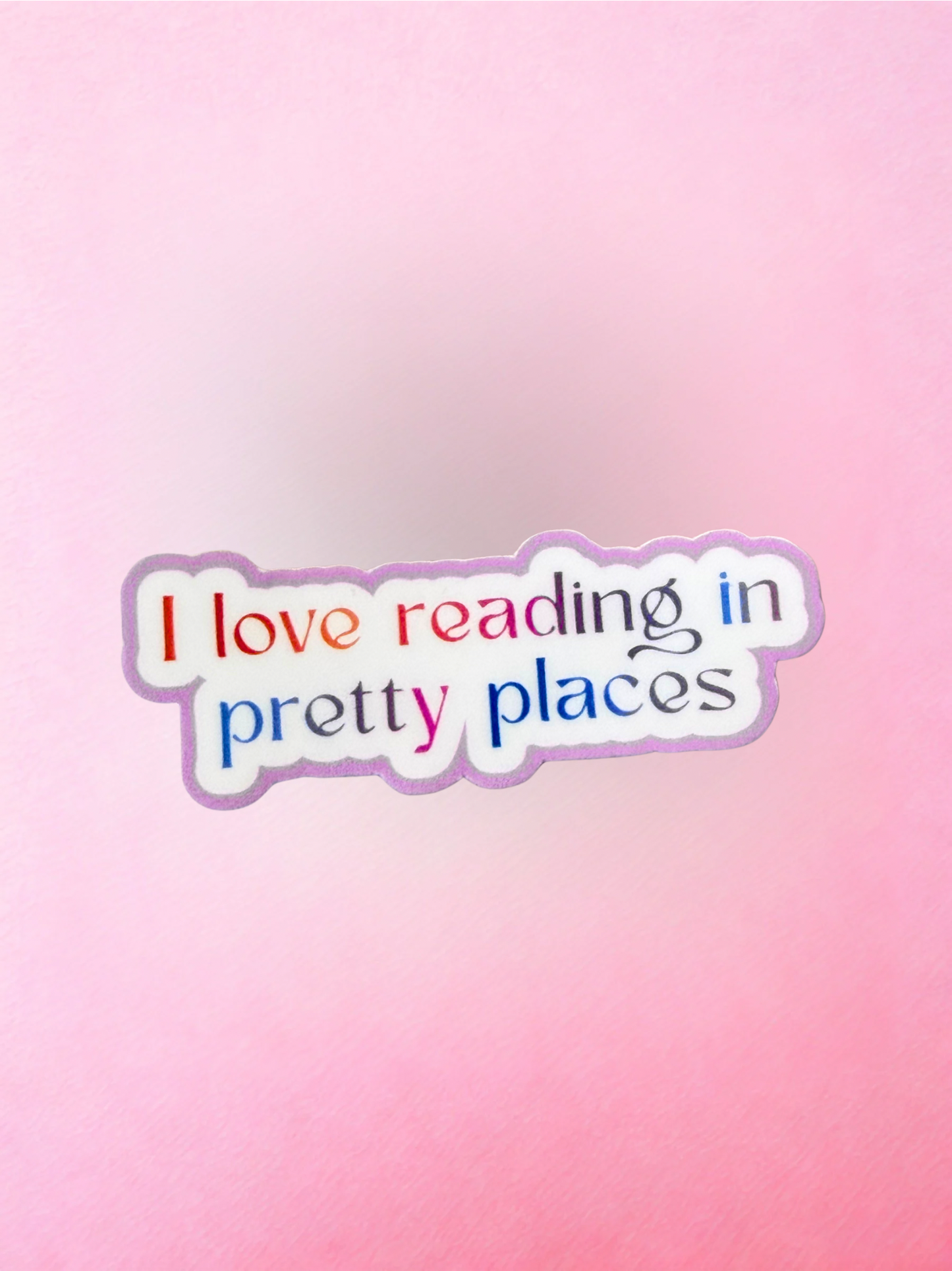 Cute reading lover vinyl sticker with colourful text for book lovers and readers