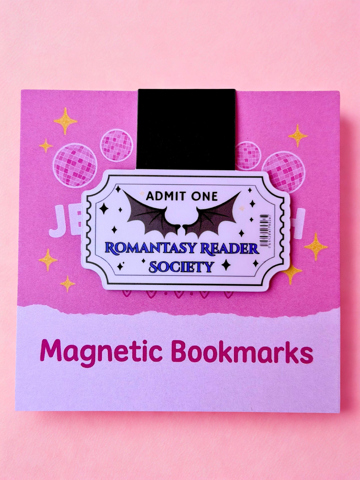 romantasy magnetic bookmark with fantasy ticket design and dragon wings for fantasy book lovers