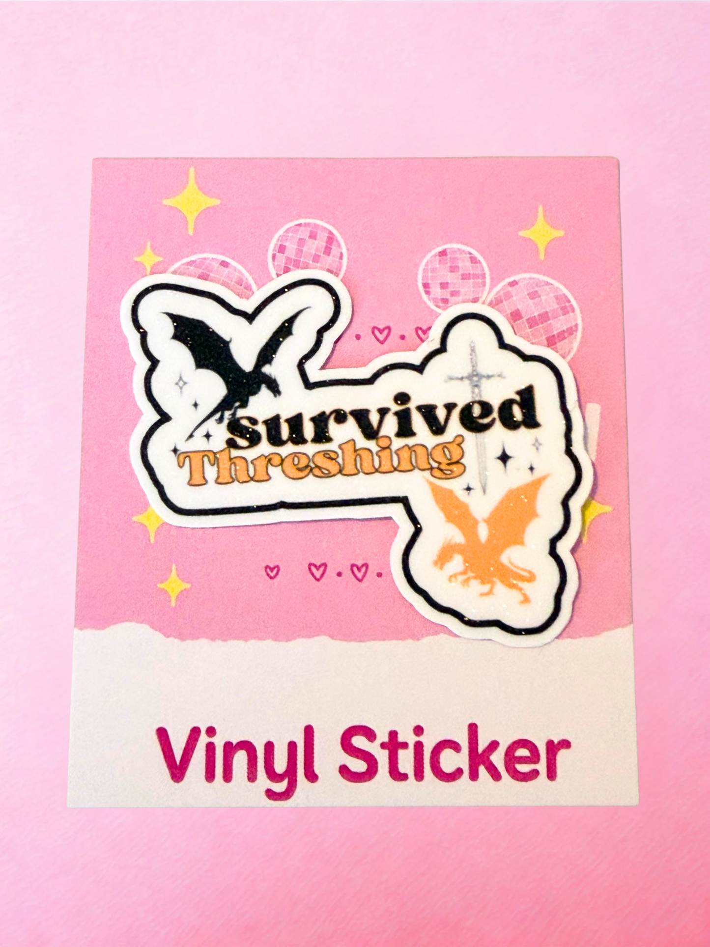 Fantasy survived threshing vinyl sticker with dragon artwork for romantasy readers and fantasy book lovers