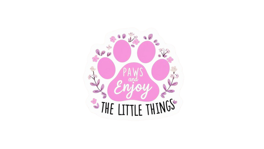 Paws and Enjoy the Little Things Vinyl Sticker – Cute Pink Paw Print Design