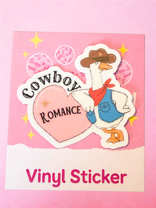 Cowboy Romance Goose Vinyl Sticker – Cute Bookish Romance Sticker
