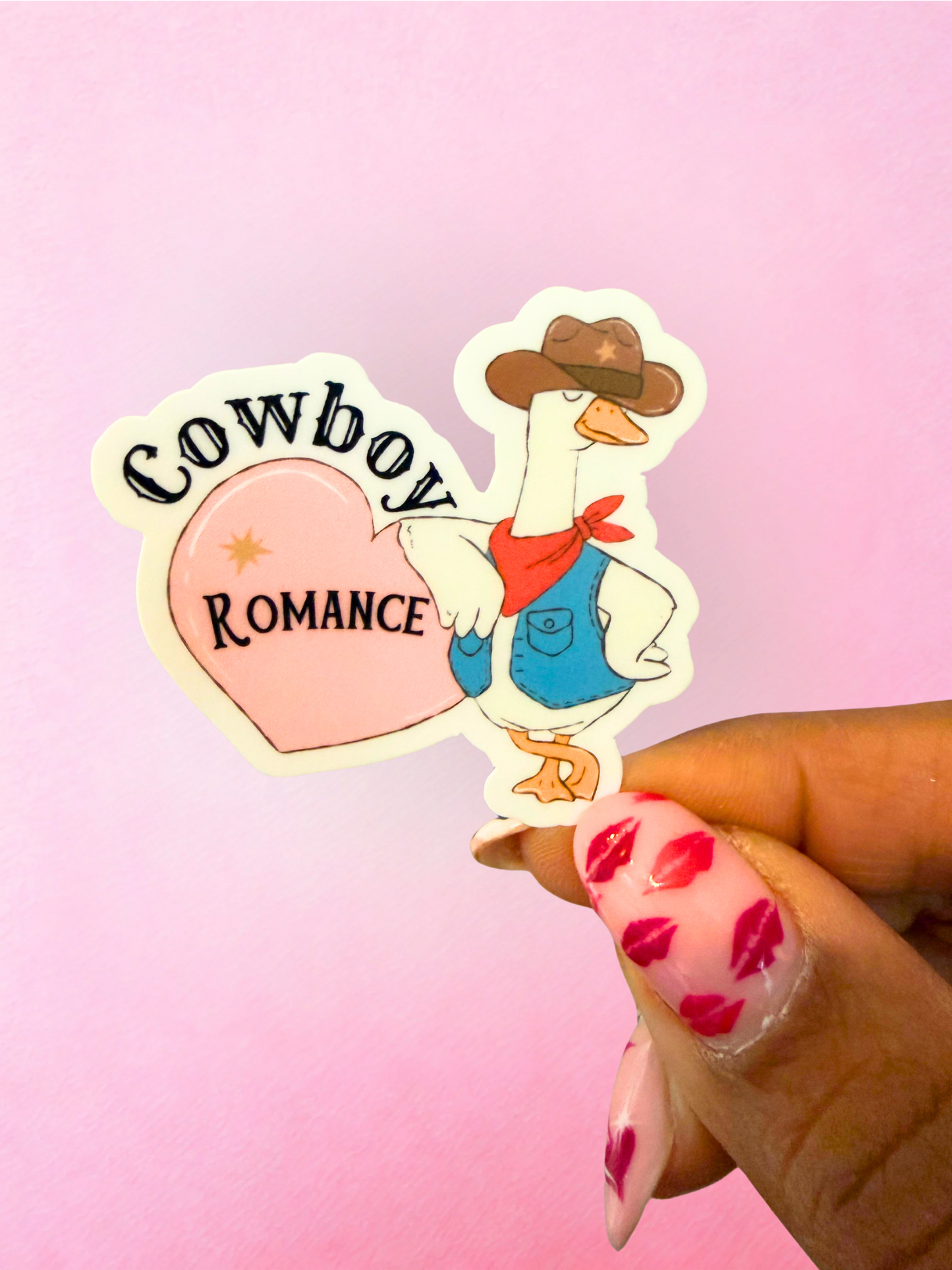 Cowboy Romance Goose Vinyl Sticker – Cute Bookish Romance Sticker